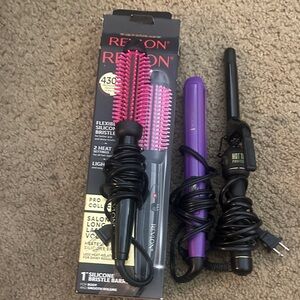 Revlon Pink,Remington Purple Hair Styling & Hot Black Gold Curling Iron/Wand